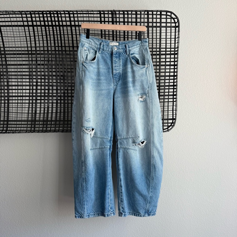 Free people We The Free Good Luck Mid-Rise Barrel Jeans - Picture 2 of 8